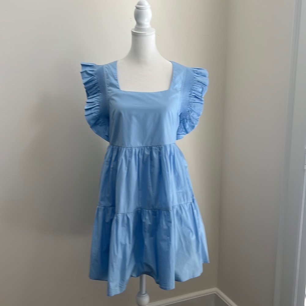 Women’s English Factory dress NWT size small powder blue flutter sleeve